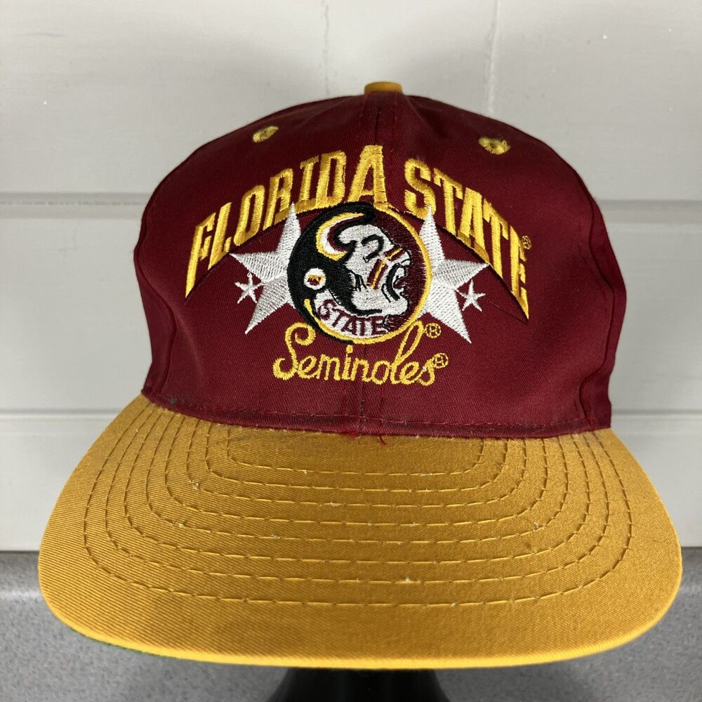 Vtg 80s 90s FSU Hat Cap Spellout Florida State Seminoles Big Logo Noles Snapback